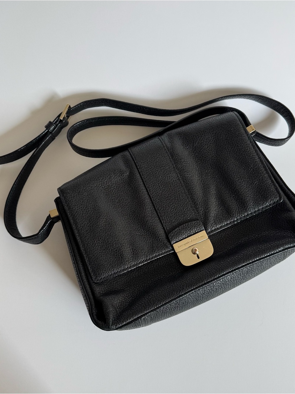 Kate Spade Lovett Street Milna Black and gold Pebbled Leather Crossbody Bag